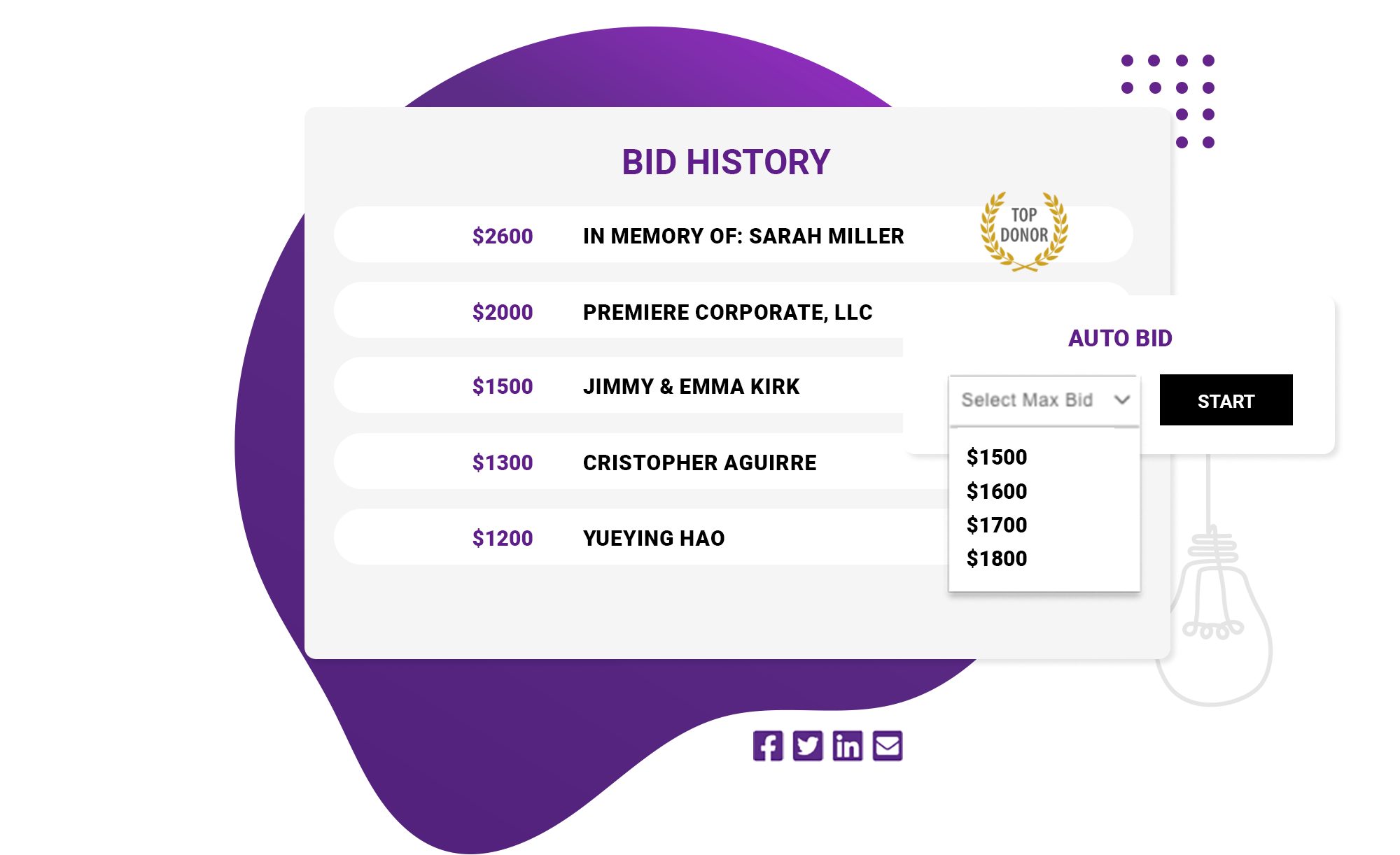 Event Fundraising Software Bid History Preview